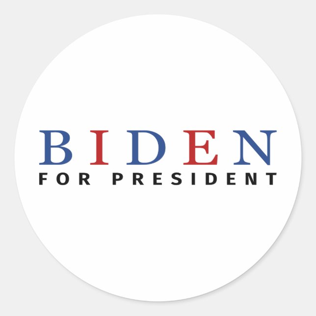 Pegatina Redonda Rojo azul moderno Joe Biden para presidente (Anverso)