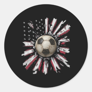 Pegatina Redonda Rojo-blanco-azul Fútbol Ll Explosión Grunge Estilo