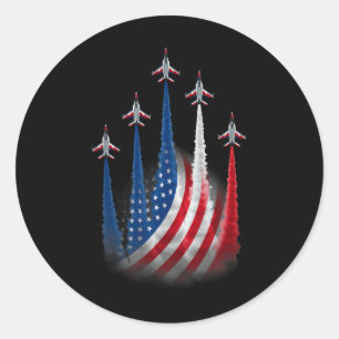 Pegatina Redonda Rojo Blanco Azul Patriótico Bandera De Estados Uni