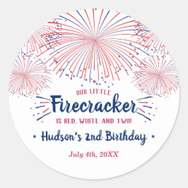 Pegatina Redonda ¡Rojo, Blanco y Dos! 4 De Julio De 2014