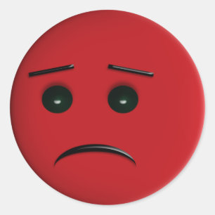 Pegatina Redonda Rojo Cara Frowny