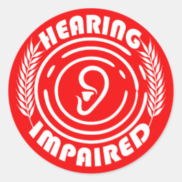 Pegatina Redonda Rojo - Discapacidad auditiva
