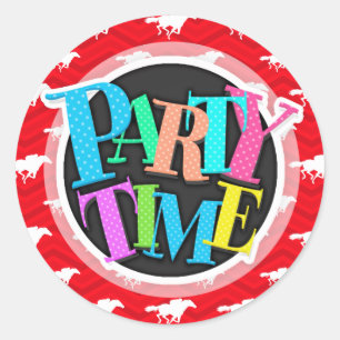 Pegatina Redonda Rojo escarlata, blanco, chevron, Carreras de cabal