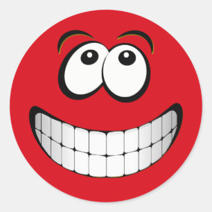 Pegatina Redonda Rojo Gran Grin Face