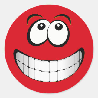 Pegatina Redonda Rojo Gran Grin Face