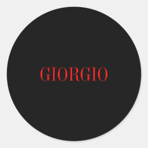 Pegatina Redonda Rojo negro tu nombre Minimalista personal moderno