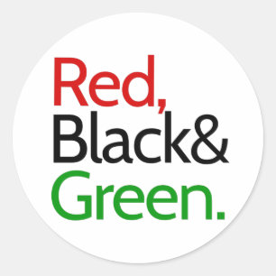 Pegatina Redonda Rojo, Negro y Verde-Estadounidense Africano