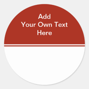 Pegatina Redonda Rojo oscuro con área blanca y texto.