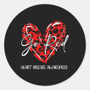 Pegatina Redonda Rojo Para Mujeres Conciencia Sobre Enfermedades Ca