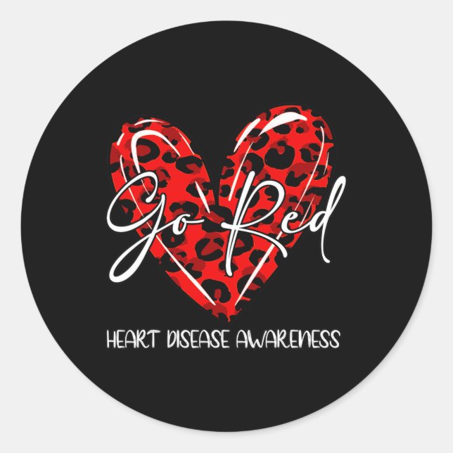 Pegatina Redonda Rojo Para Mujeres Conciencia Sobre Enfermedades Ca (Anverso)