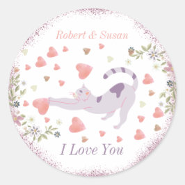 Pegatina Redonda Rojo rosa, te quiero, Día de San Valentín moderno.