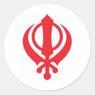 Pegatina Redonda Rojo sikh de Khanda