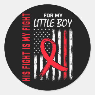 Pegatina Redonda Rojo Su Hijo De Lucha Niño Enfermedad Cardíaca Usa