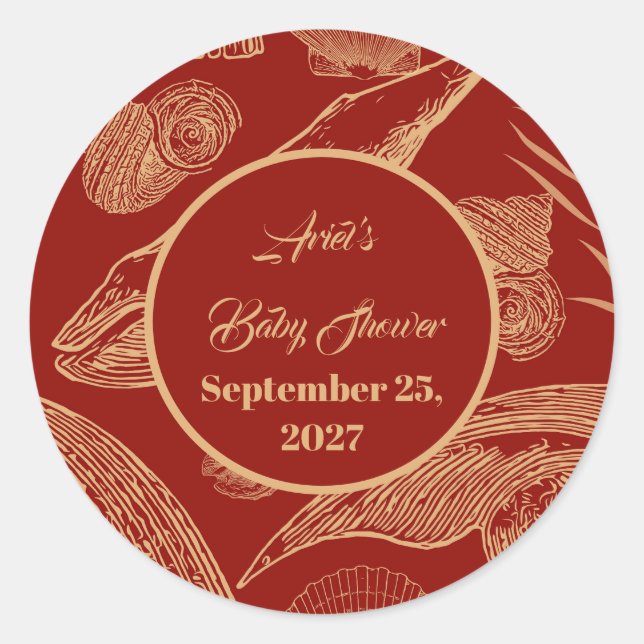 Pegatina Redonda Rojo vintage de ballena náutica (Anverso)