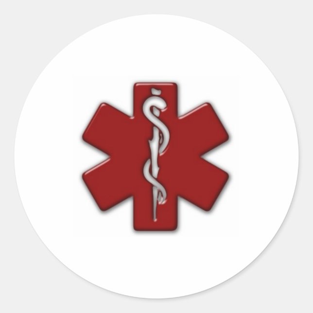 Pegatina Redonda rojo y blanco 3D (Anverso)