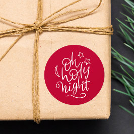 Pegatina Redonda Rojo y blanco Oh Navidades religiosos de la noche