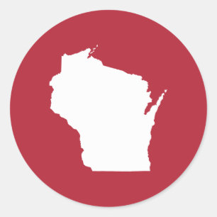 Pegatina Redonda Rojo y Blanco Wisconsin