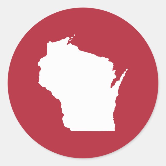 Pegatina Redonda Rojo y Blanco Wisconsin (Anverso)