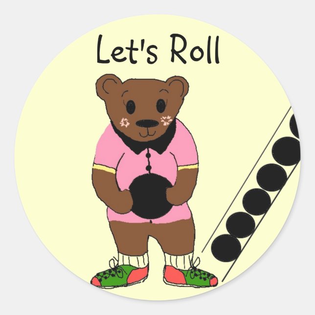 Pegatina Redonda Roll - Bowling (Anverso)