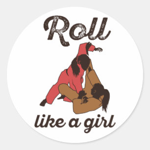 Pegatina Redonda Roll Like a Chica Jiu Jitus