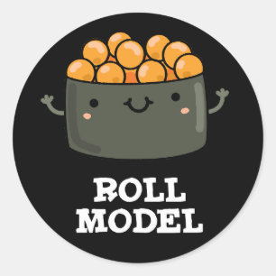 Pegatina Redonda Roll Model Funny Food Sushi Roll Pun