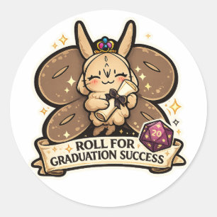 Pegatina Redonda Roll Para Éxito de Graduación Hada Polilla Pegatin