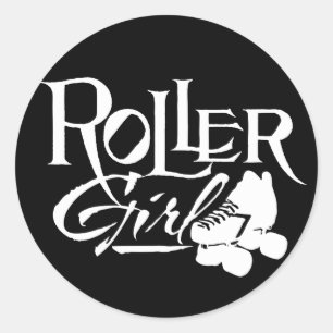 Pegatina Redonda Roller Chica, Roller Derby
