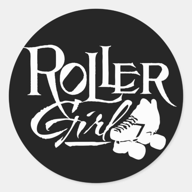 Pegatina Redonda Roller Chica, Roller Derby (Anverso)