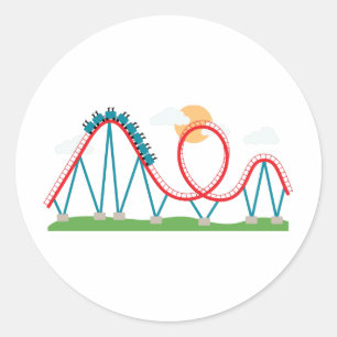 Pegatina Redonda Roller Coaster