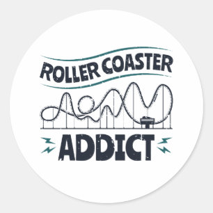 Pegatina Redonda Roller Coaster Addict