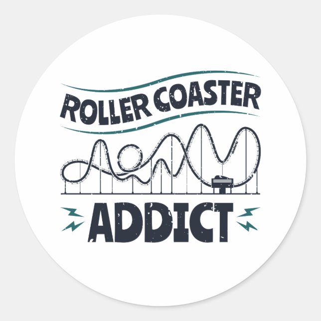 Pegatina Redonda Roller Coaster Addict (Anverso)