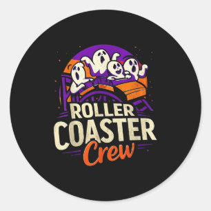 Pegatina Redonda Roller Coaster Boo Crew Funny Halloween Ghost Amus