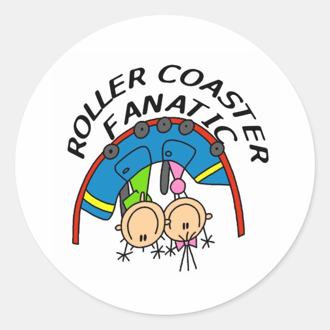 Pegatina Redonda Roller Coaster Fanatic (Anverso)
