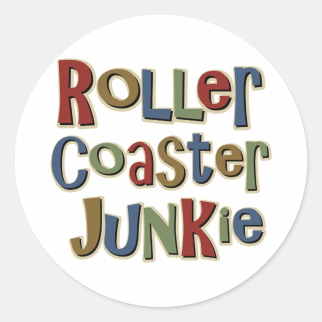 Pegatina Redonda Roller Coaster Junkie (Anverso)