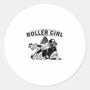 Pegatina Redonda Roller Derby Chica   Ideas de regalo de patinaje e