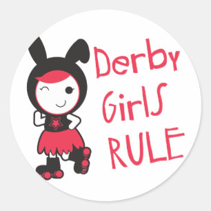 Pegatina Redonda Roller Derby - Derby Chicas Rule