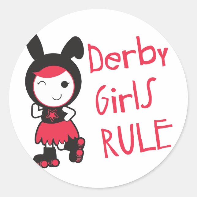 Pegatina Redonda Roller Derby - Derby Chicas Rule (Anverso)