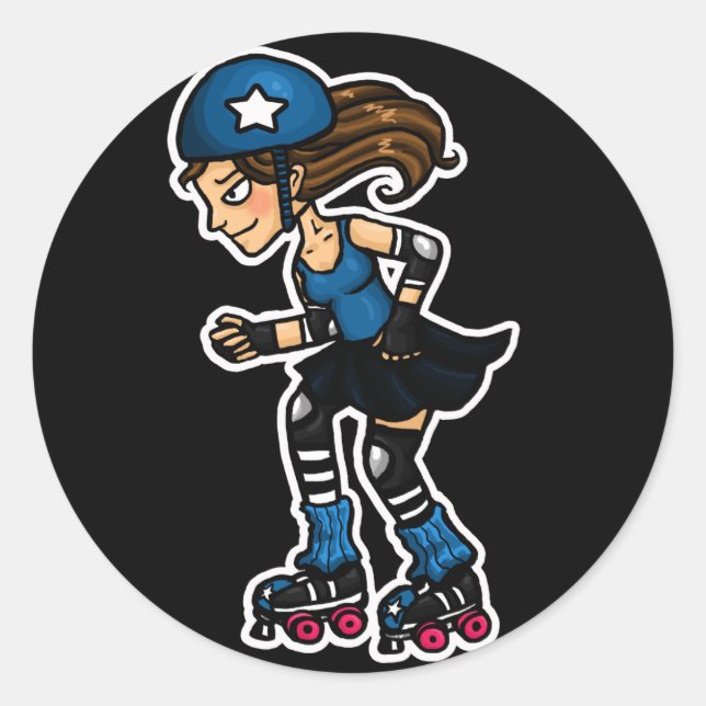 Pegatina Redonda Roller Derby Jammer (Anverso)