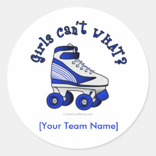 Pegatina Redonda Roller Derby Skate - Azul