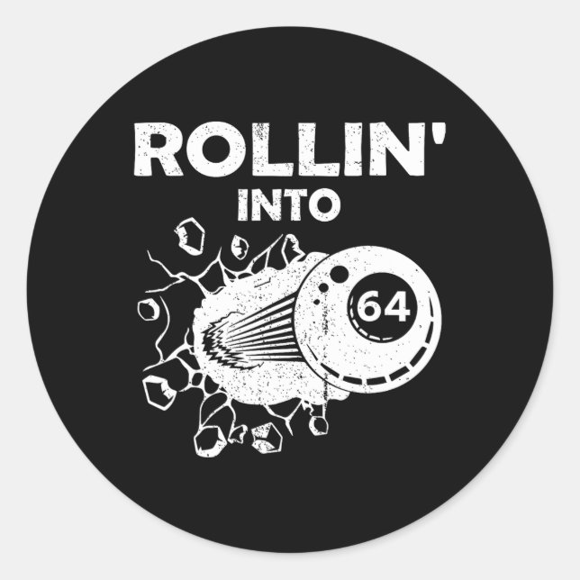 Pegatina Redonda Rollin en 64 Billetes 64º Bil Flaming (Anverso)