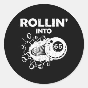 Pegatina Redonda Rollin en 65 Billetes 65º Bil Flaming