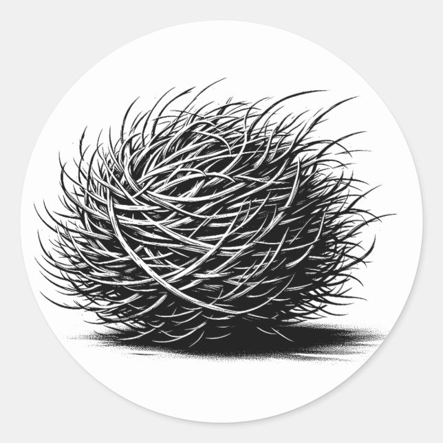 Pegatina Redonda Rollin Tumbleweed Planta ilustracion Arte Original (Anverso)
