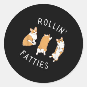 Pegatina Redonda Rolling Fatties Corgi Funny Grat Cute Corgi Lover
