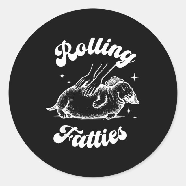 Pegatina Redonda Rolling Fatties Dog Dachshund Weed Wiener Dog Love (Anverso)