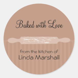 Pegatina Redonda Rolling Pin con harina de la cocina de