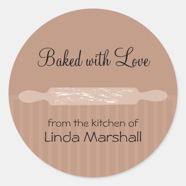 Pegatina Redonda Rolling Pin con harina de la cocina de (Anverso)