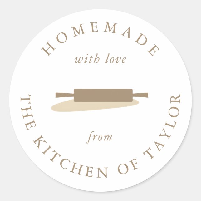 Pegatina Redonda Rolling Pin | Desde la cocina de | Hogar (Anverso)