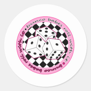 Pegatina Redonda Rollo de los bebés de Bunco con él - rosa