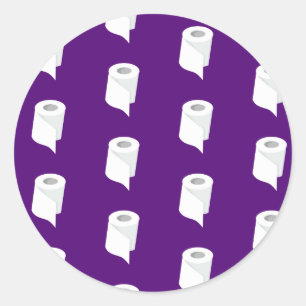 Pegatina Redonda Rollo de papel higiénico Gracioso Tema Cuarentena