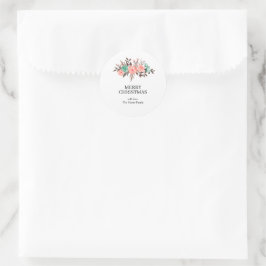 Pegatina Redonda Rollo de Stickers de Texto Personalizado de Navida